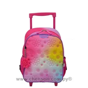 Mochila con ruedas mediana Rosa Flor